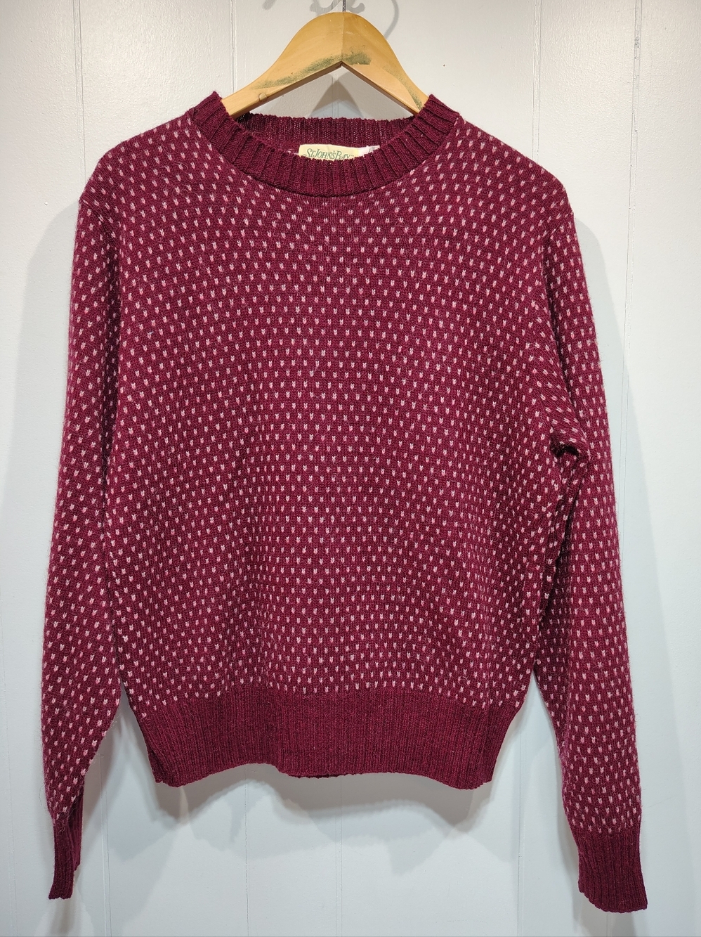 St Johns Bay Wool Sweater Burgundy Size Large
